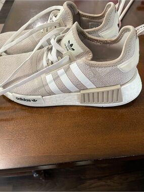 adidas NMD_R1 Shoes in Light Beige and White
